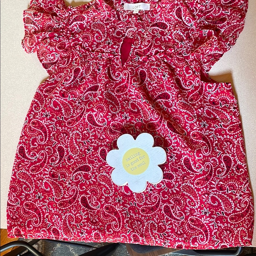Red Paisley Ruffle Blouse